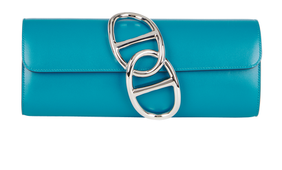 Egee Clutch In Tadelakt Bleu Izmir, front view